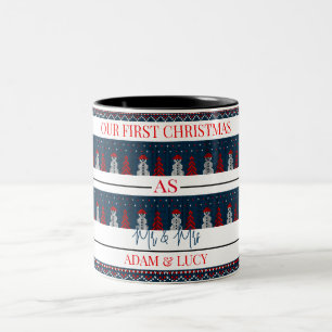 Vår första jul, mr och Mrs.   Nyproducerad Två-Tonad Mugg