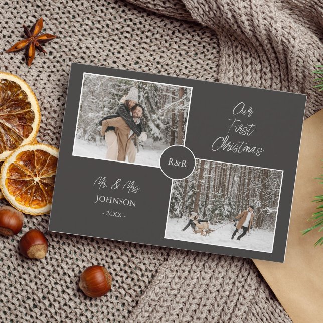 Vår första jul Mr. och Mrs Roligt Helgdag Photo Julkort (Skapare uppladdad)