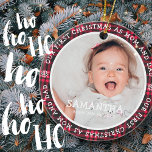 Vår första jul när Mamma & Pappa spelade två foto Julgransprydnad Keramik<br><div class="desc">Utformningen är enkel och klassisk. Lägg till ett foto av baby och namn och födelseår. Lägg även till fotot.</div>