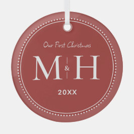 Vår första jul Newlyweds Monogram Red Julgransdekoration