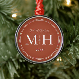 Vår första jul Newlyweds Monogram Terracotta Julgransprydnad Metall
