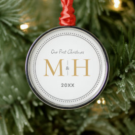 Vår första jul Newlyweds Monogram White Julgransprydnad Metall