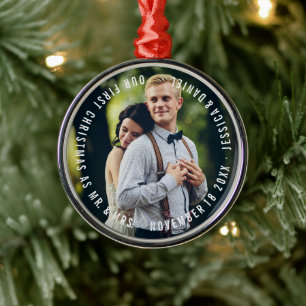 "Vår första jul" Newlyweds Photo Julgransprydnad Metall