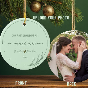 Vår första jul - nylanserat fotodatum i Namn Julgransprydnad Keramik