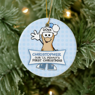 Vår första jul på Lil Peanut (blå) Julgransprydnad Keramik