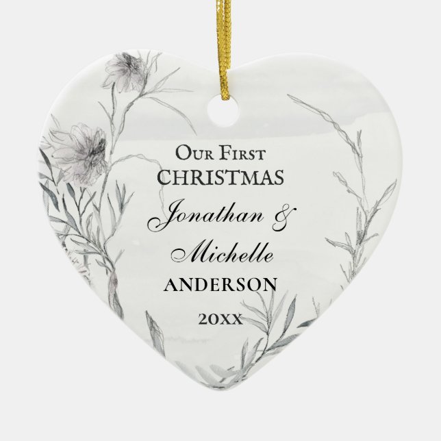 Vår första jul, Personlig Christian Julgransprydnad Keramik (Framsidan)