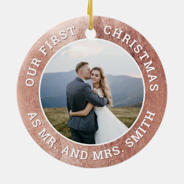 Vår första jul Ro Guld Snowflake Bild Julgransprydnad Keramik (Baksidan)