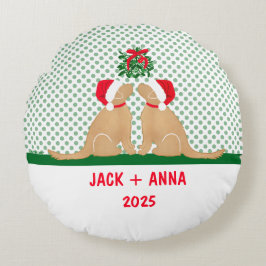Vår första jul Santa Hundar Anpassad Rund Kudd Kudde