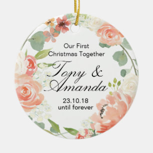 Vår första jul smyckar tillsammans julgransprydnad keramik