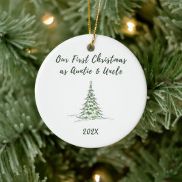 Vår första jul som Auntie och farbror Julgransprydnad Keramik