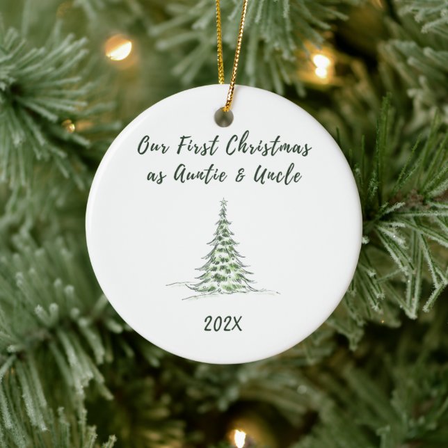 Vår första jul som Auntie och farbror Julgransprydnad Keramik (Träd)