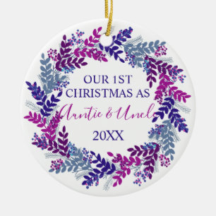 Vår första jul som Auntie och farbror Lila Julgransprydnad Keramik