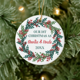 Vår första jul som Auntie och farbror Wandeand Julgransprydnad Keramik