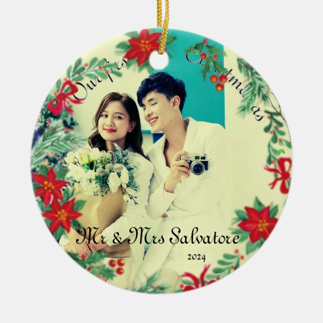 Vår första jul som Ceramic prydnadsämne Julgransprydnad Keramik (Framsidan)