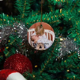 Vår första jul som en familj på 4 julgransprydnad keramik