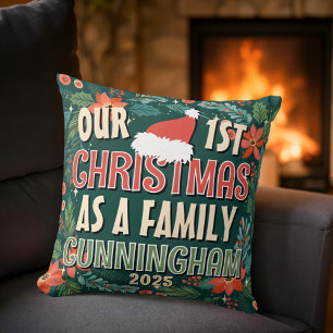 Vår första jul som en färglös krans i familjen kudde