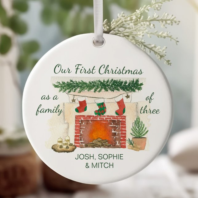 Vår första jul som familj av tre Mysiga inventerin Julgransprydnad Keramik (First Christmas as a family of 3, keepsake ornament)
