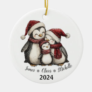 Vår första jul som familj av tre Penguins Julgransprydnad Keramik