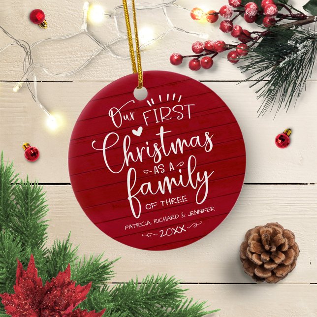 Vår första jul som familjens råvarv julgransprydnad keramik (Skapare uppladdad)