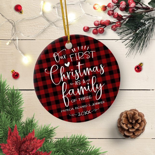 Vår första jul som familjens råvarv julgransprydnad keramik (Skapare uppladdad)