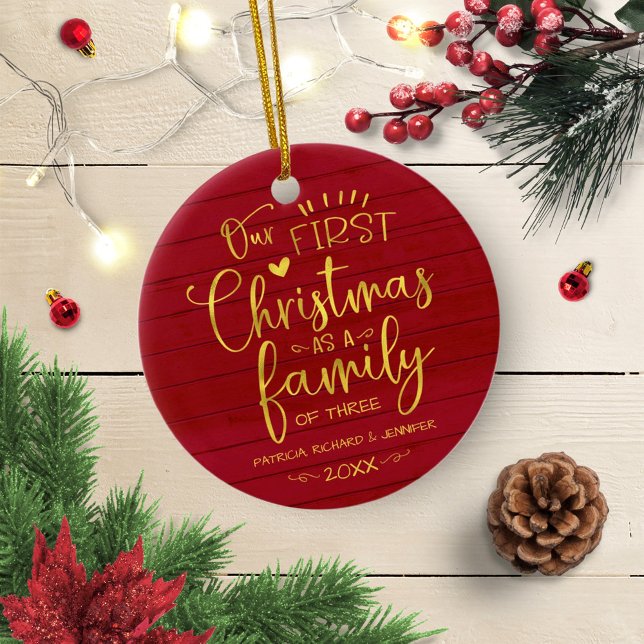 Vår första jul som familjens råvarv julgransprydnad keramik (Skapare uppladdad)