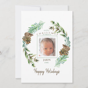 Vår första jul som föräldrafoto julkort