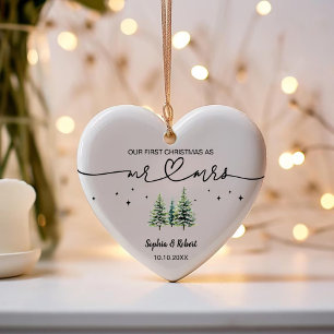 Vår första jul som fru Gräs, Namn år Julgransprydnad Keramik