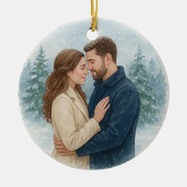 Vår första jul som gifta prydnad julgransprydnad keramik (Framsidan)