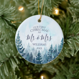Vår första jul som herr & fru Foto Tallskog Julgransprydnad Keramik
