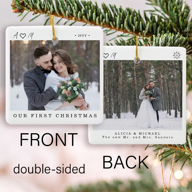 Vår första jul som herr och fru 2 foto julgransprydnad keramik (Skapare uppladdad)