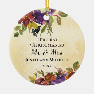 Vår första jul som herr och fru Bröllop Bible Julgransprydnad Keramik