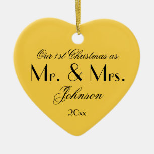 Vår första jul som herr och fru Chic KeepBerné-Gul Julgransprydnad Keramik