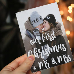 Vår första jul som herr och fru Foto Julkort Helg Vykort