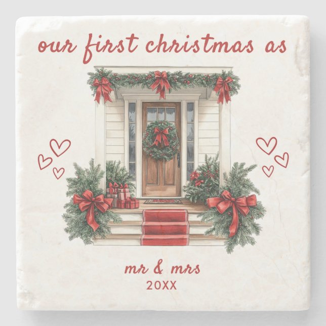 Vår första jul som herr- och fru House  Stenunderlägg (Framsidan)