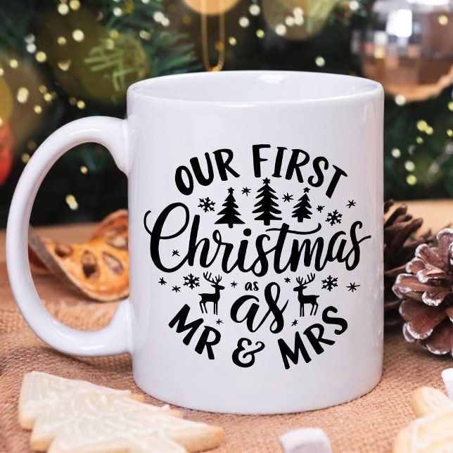Vår första jul som herr och fru Nyförlovade presen Kaffemugg (Skapare uppladdad)