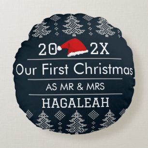 Vår första jul som herr och fru Nygifta Rund Kudde