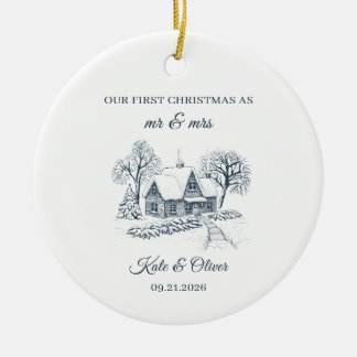 Vår första jul som herr och fru-ornament julgransprydnad keramik