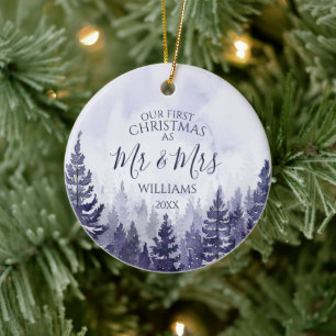 Vår första jul som herr och fru Photo Gräs Forest Julgransprydnad Keramik