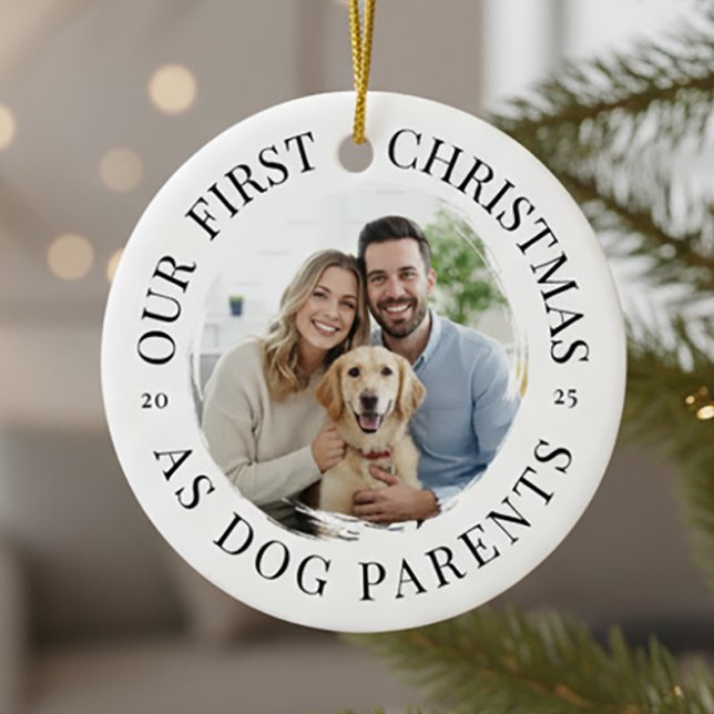Vår första jul som Hund föräldrar Julgransprydnad Keramik (Skapare uppladdad)