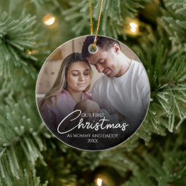 Vår första jul som mamma och pappa foto julgransprydnad keramik