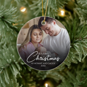 Vår första jul som mamma och pappa foto julgransprydnad keramik