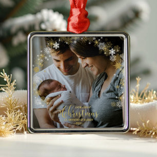 Vår första jul som Mamma och Pappa Gilded Photo Julgransprydnad Metall