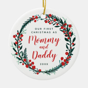 Vår första jul som Mamma och pappa Julafton Julgransprydnad Keramik