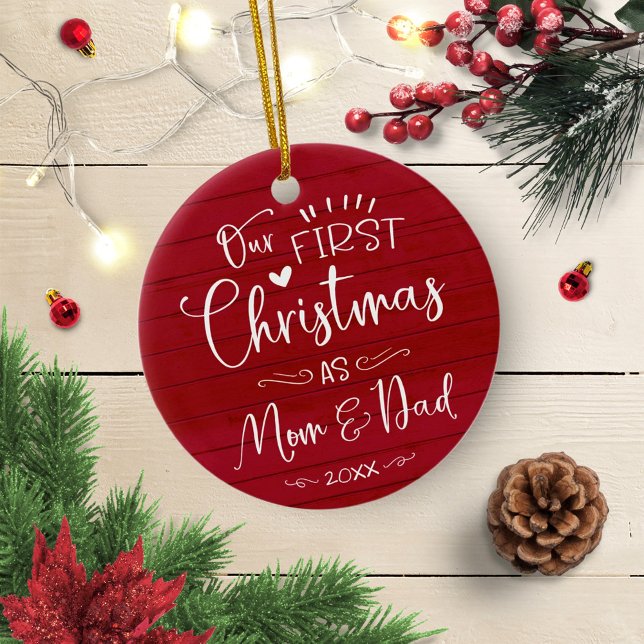 Vår första jul som Mamma och Pappa Julgransprydnad Keramik (Skapare uppladdad)