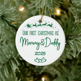 Vår första jul som Mamma och pappa Julgransprydnad Keramik