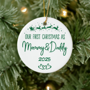 Vår första jul som Mamma och pappa Julgransprydnad Keramik