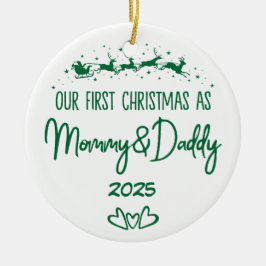 Vår första jul som Mamma och pappa Julgransprydnad Keramik