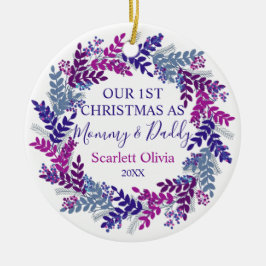 Vår första jul som Mamma pappa Baby krans Julgransprydnad Keramik
