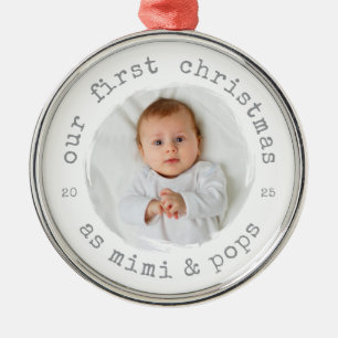 Vår första jul som Mimi & Pops 2025 Photo Julgransprydnad Metall