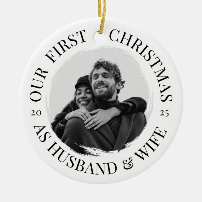 Vår första jul som minimala Make & frun Julgransprydnad Keramik (Framsidan)